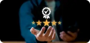 Hand with five-star rating