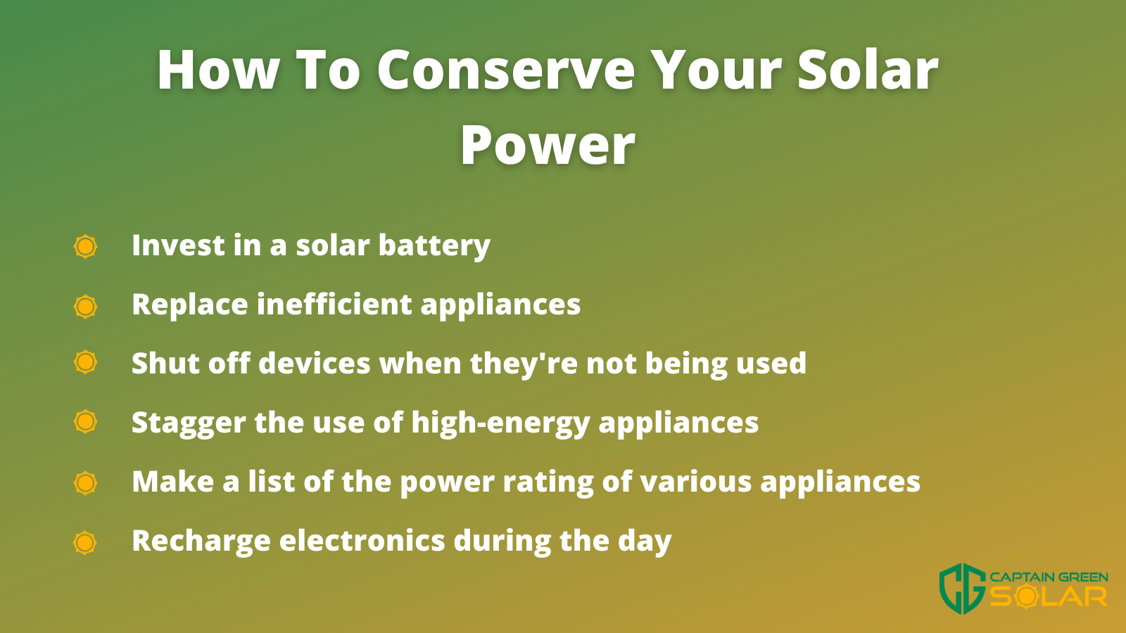 conserving solar power