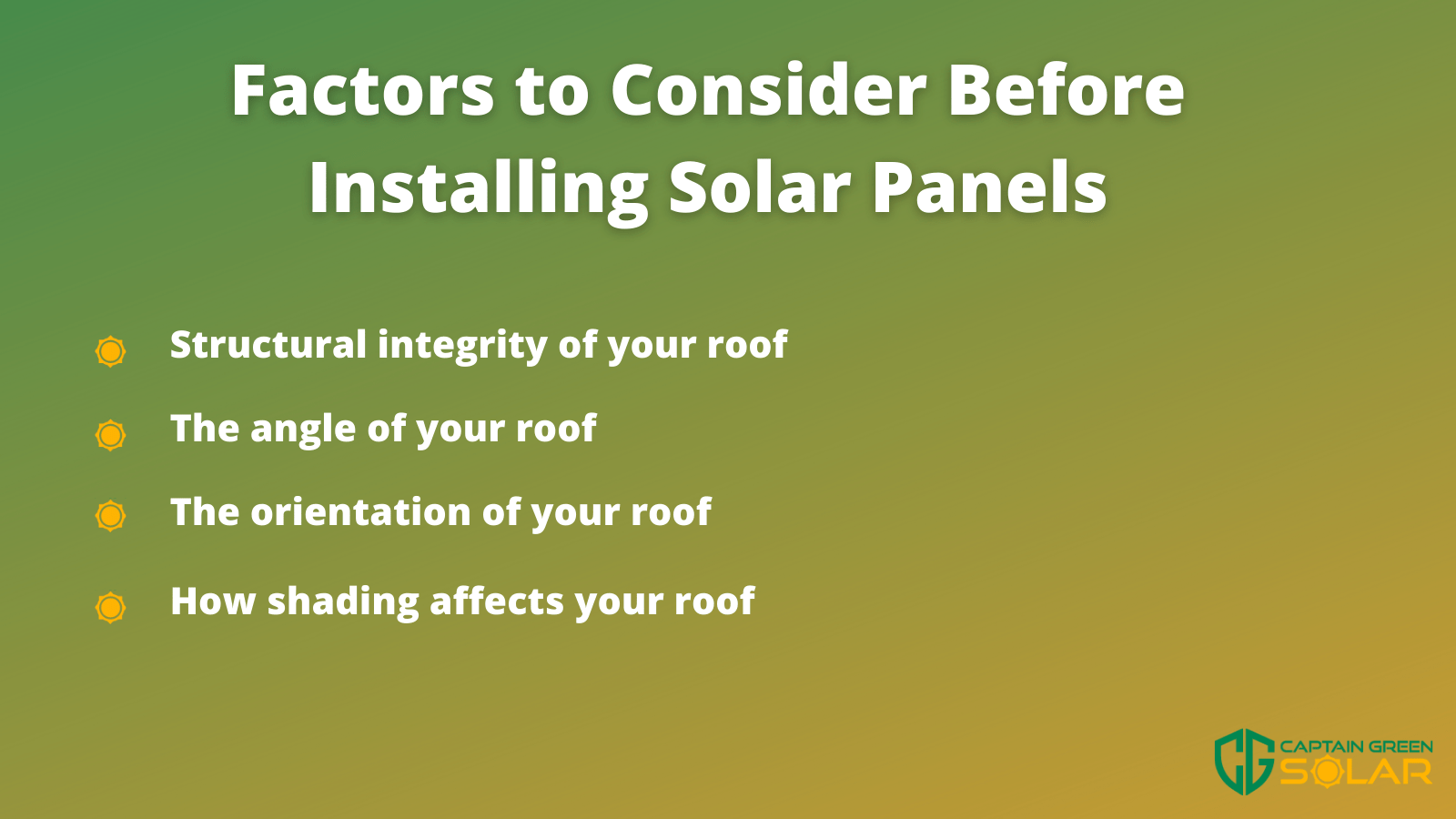 factors to consider for solar panel installation